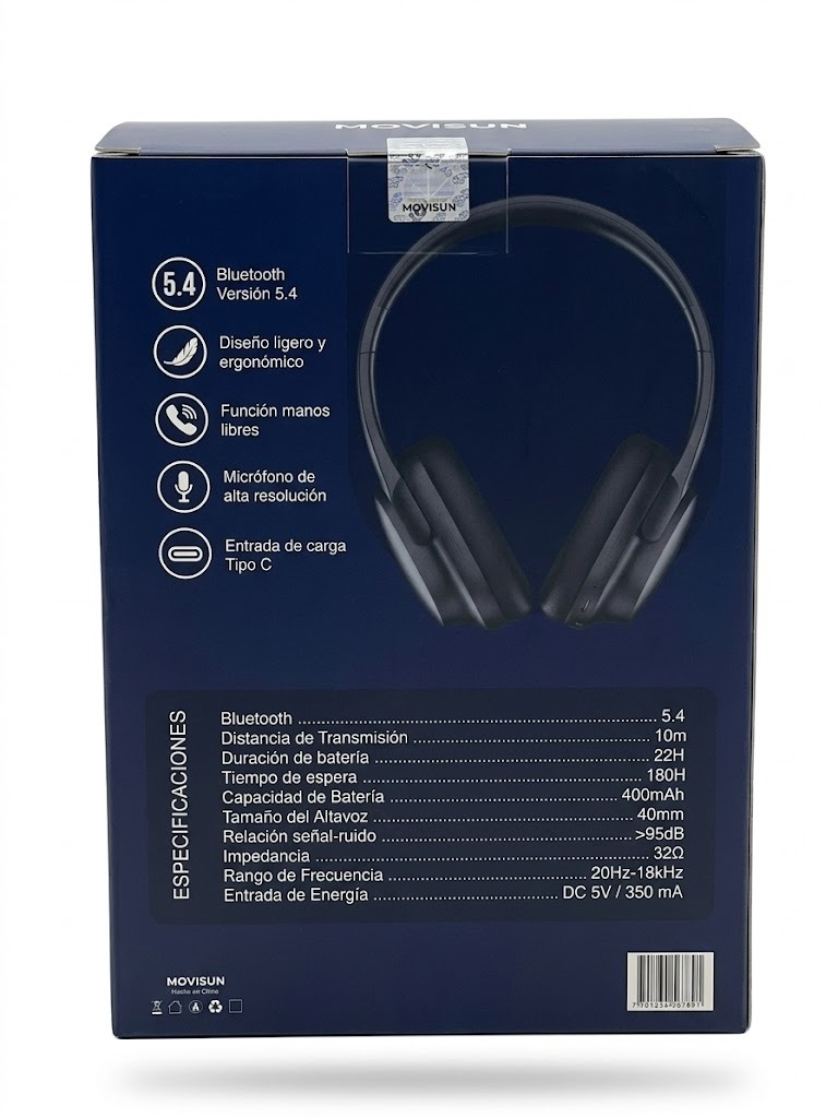 2 Audífonos Bluetooth Movisun k7 Negro